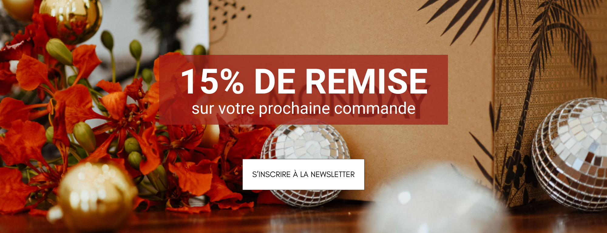 15 % Offerts sur votre prochaine commande en vous inscrivant à notre newsletter Monday !